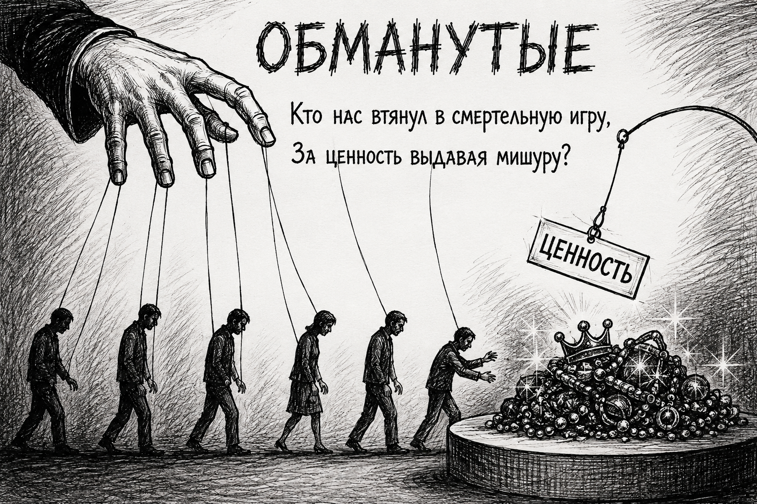 Черно-белый постер к стихотворению ОБМАНУТЫЕ