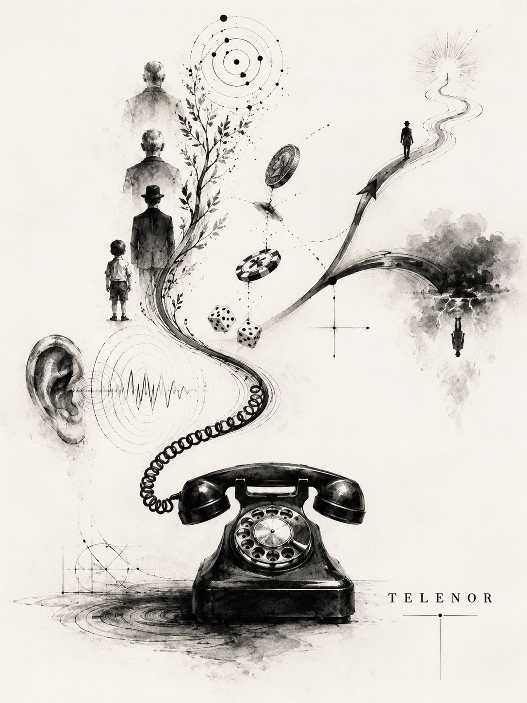 Черно-белый рисунок к стихотворению TELENOR